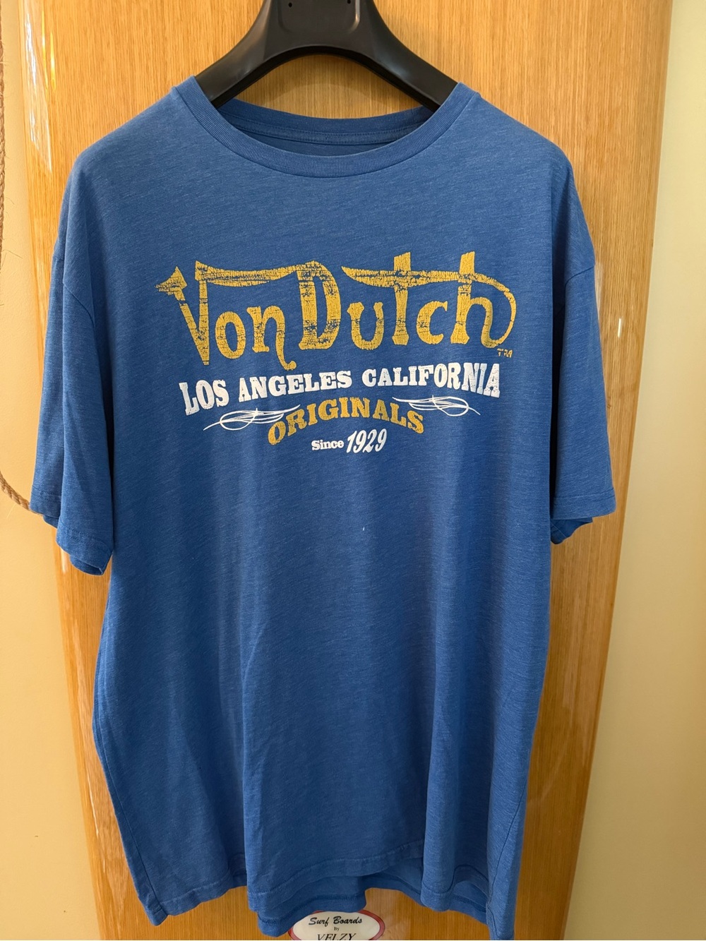 Von Dutch Blue Short Sleeve Tee with Yellow Logo